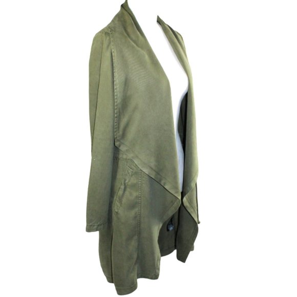 Max Jeans Vetiver Khaki Olive Green Long Drape Front Collar Boho  Jacket… - Picture 7 of 9